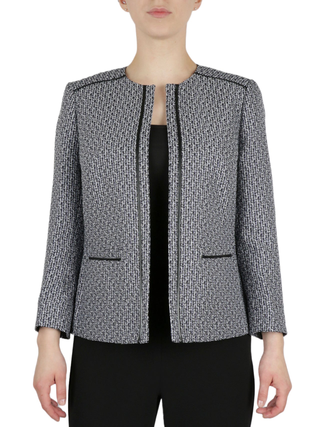  Kasper 1 Button Jacket With Roll Tab Stretch Crepe Jacket - Royal Blue - Bonton