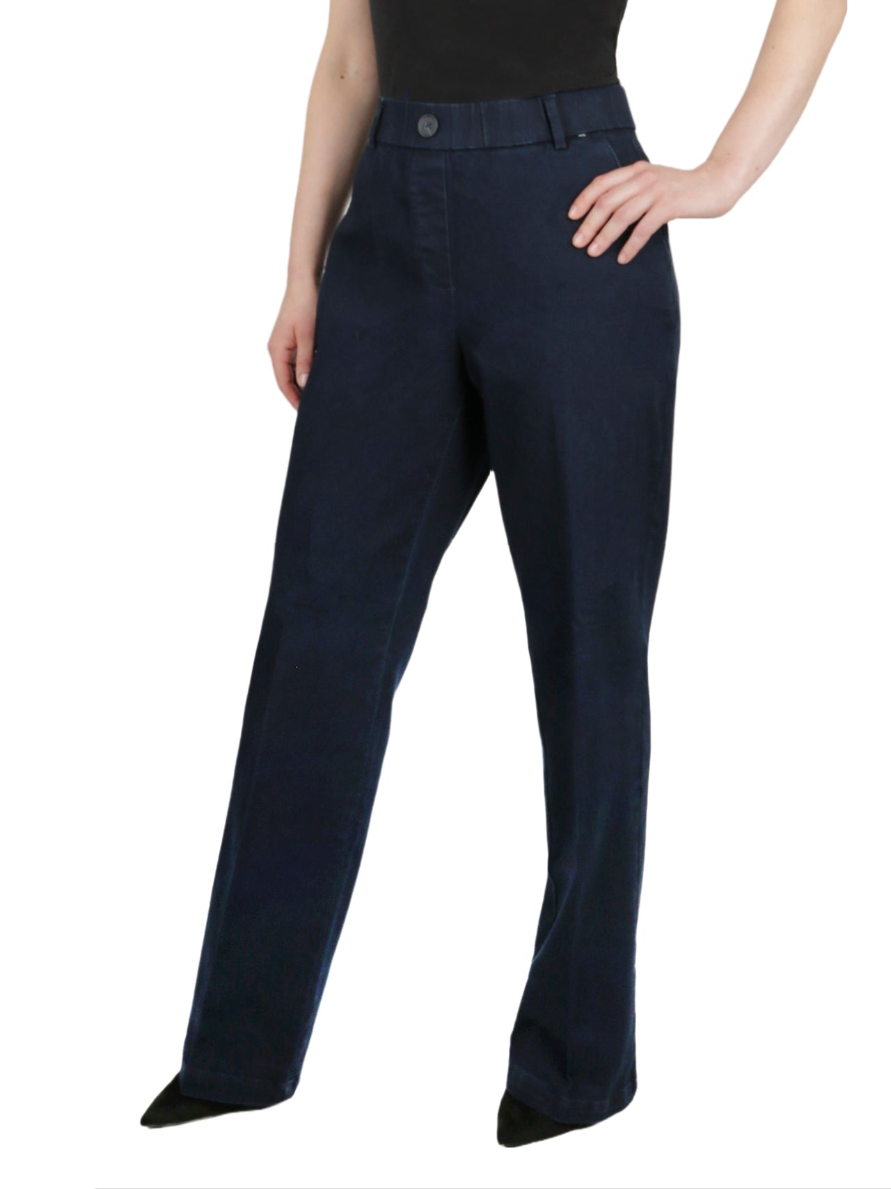  Kasper Pull On Straight Leg Polished Denim Pant - Metro Wash - Bonton