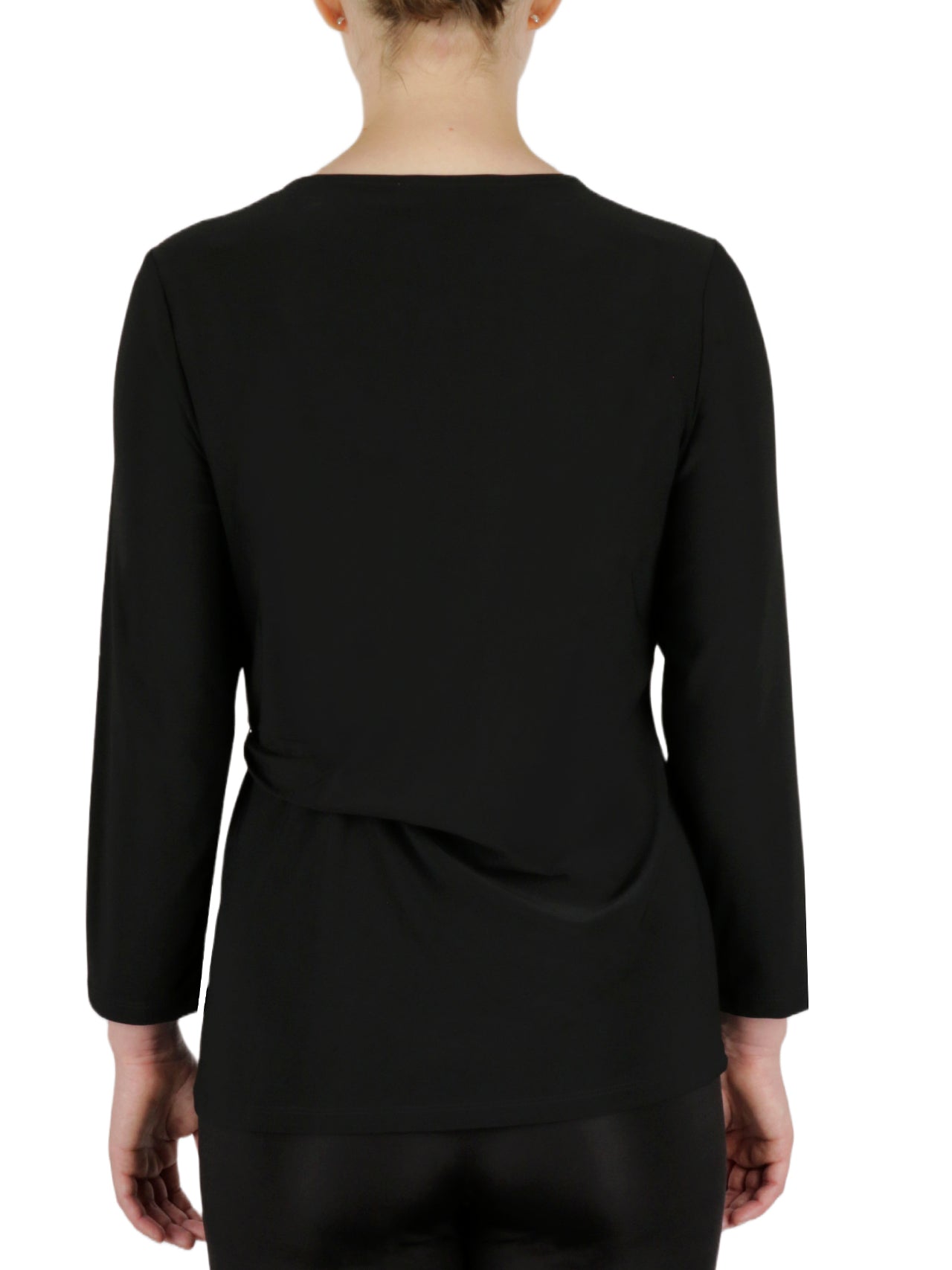 Kasper 3 Quater Tie Front Solid Ity Top - Black - Bonton