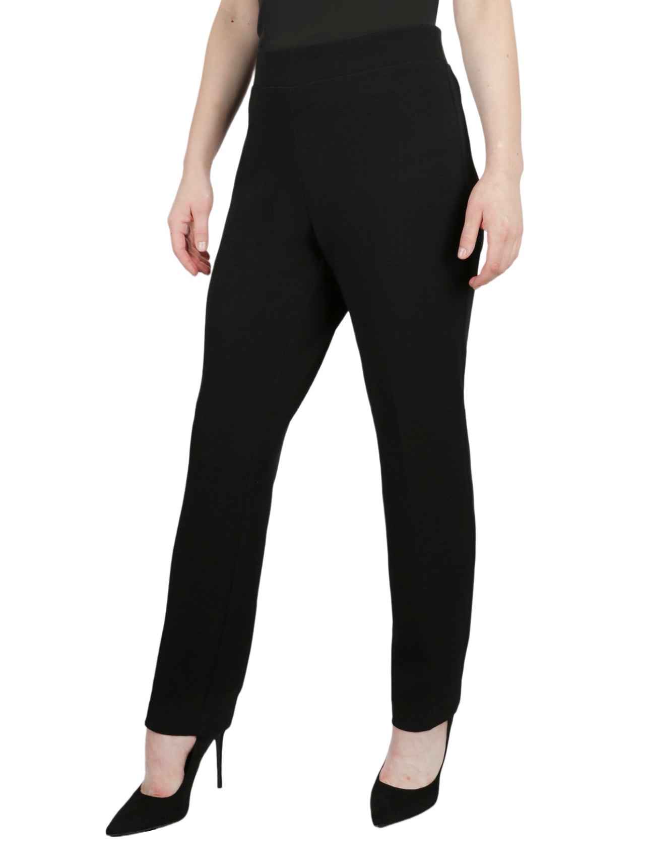 Kasper Pull On Slim Ankle Stretch Cross Hatch Pant - Black - Bonton