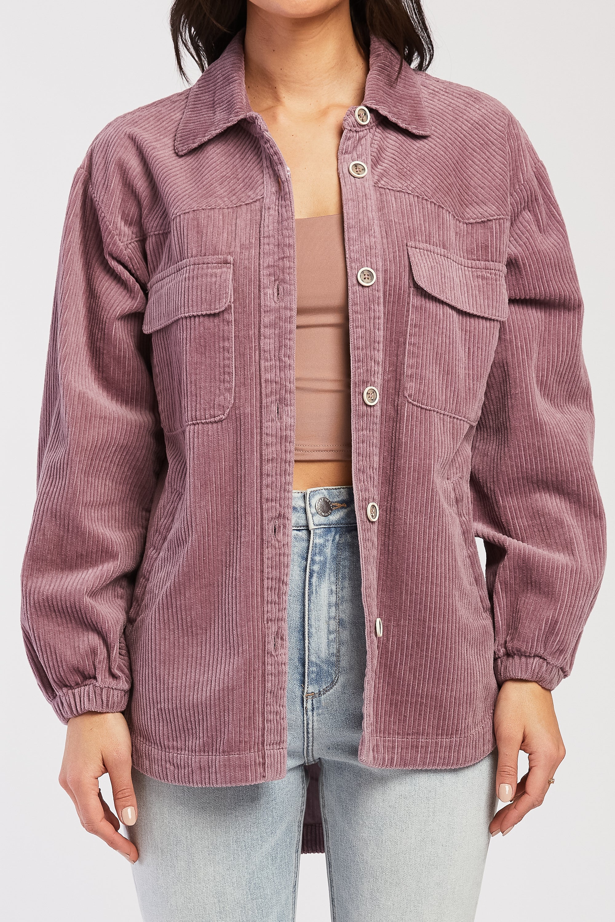   Velvet Heart Lance Novelty Button Down Front Shirt - Mauve - Bonton