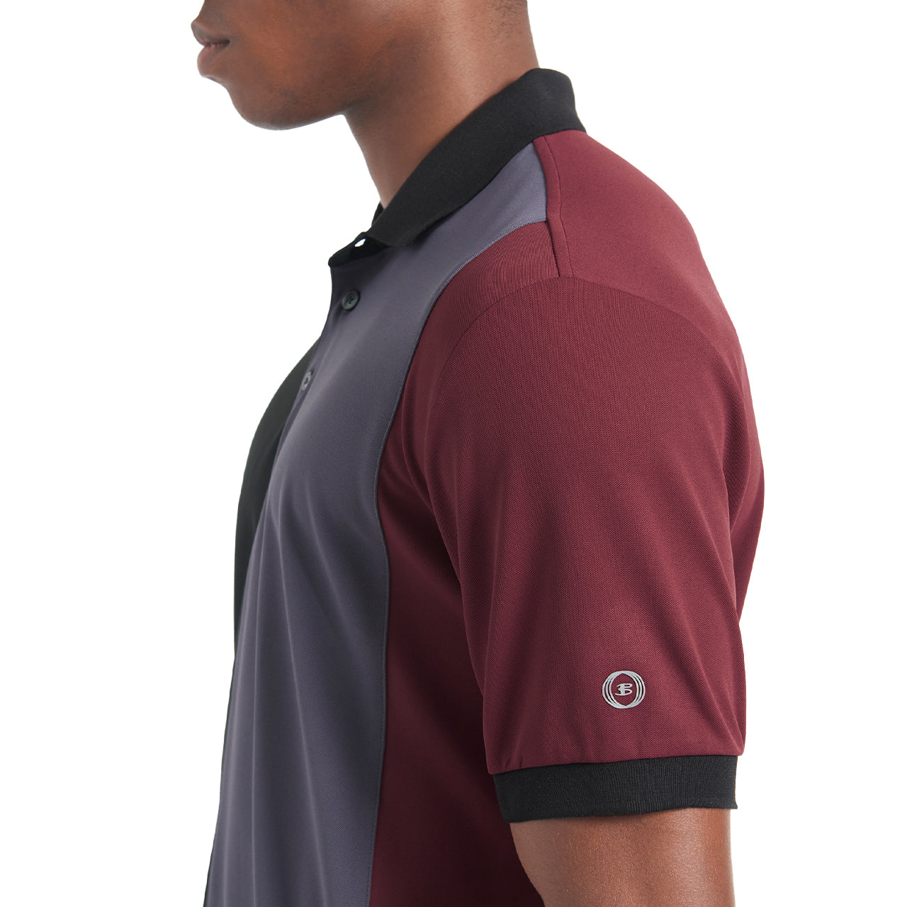  Ben Sherman Pique Color Short Sleeve Blocked Polo - Burgundy - Bonton