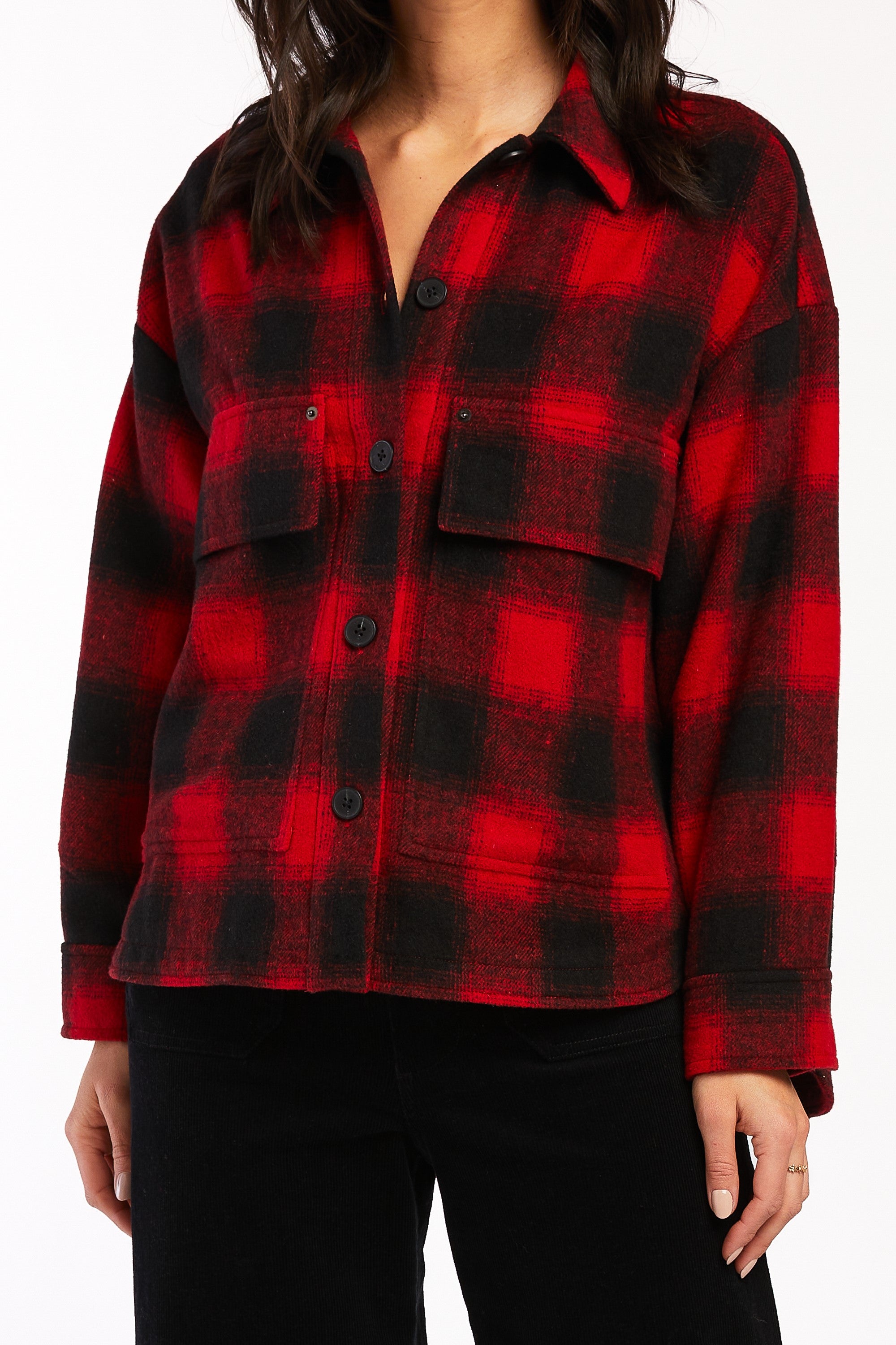   Velvet Heart Monsay Drop Shoulder Button Down - Black - Bonton