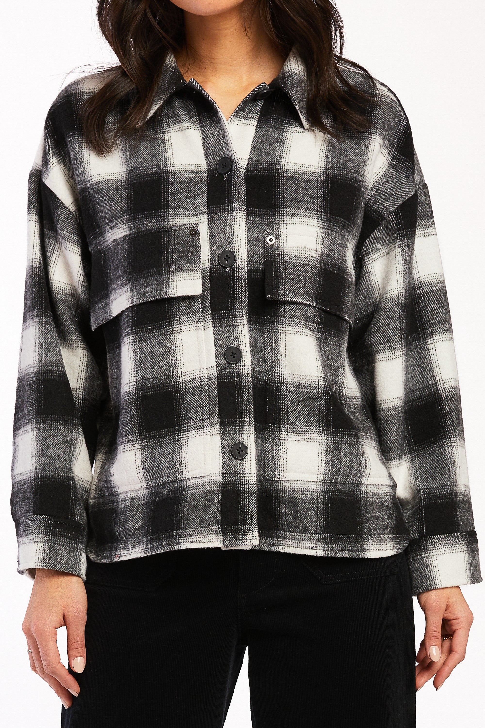   Velvet Heart Monsay Drop Shoulder Button Down - Black - Bonton