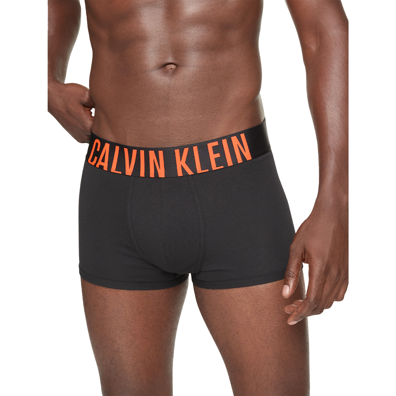  Calvin Klein Intense Power Cotton Trunk 3 Pack - Black Bodies w Olive/ Gentle/ Red Carpet Logo - Bonton