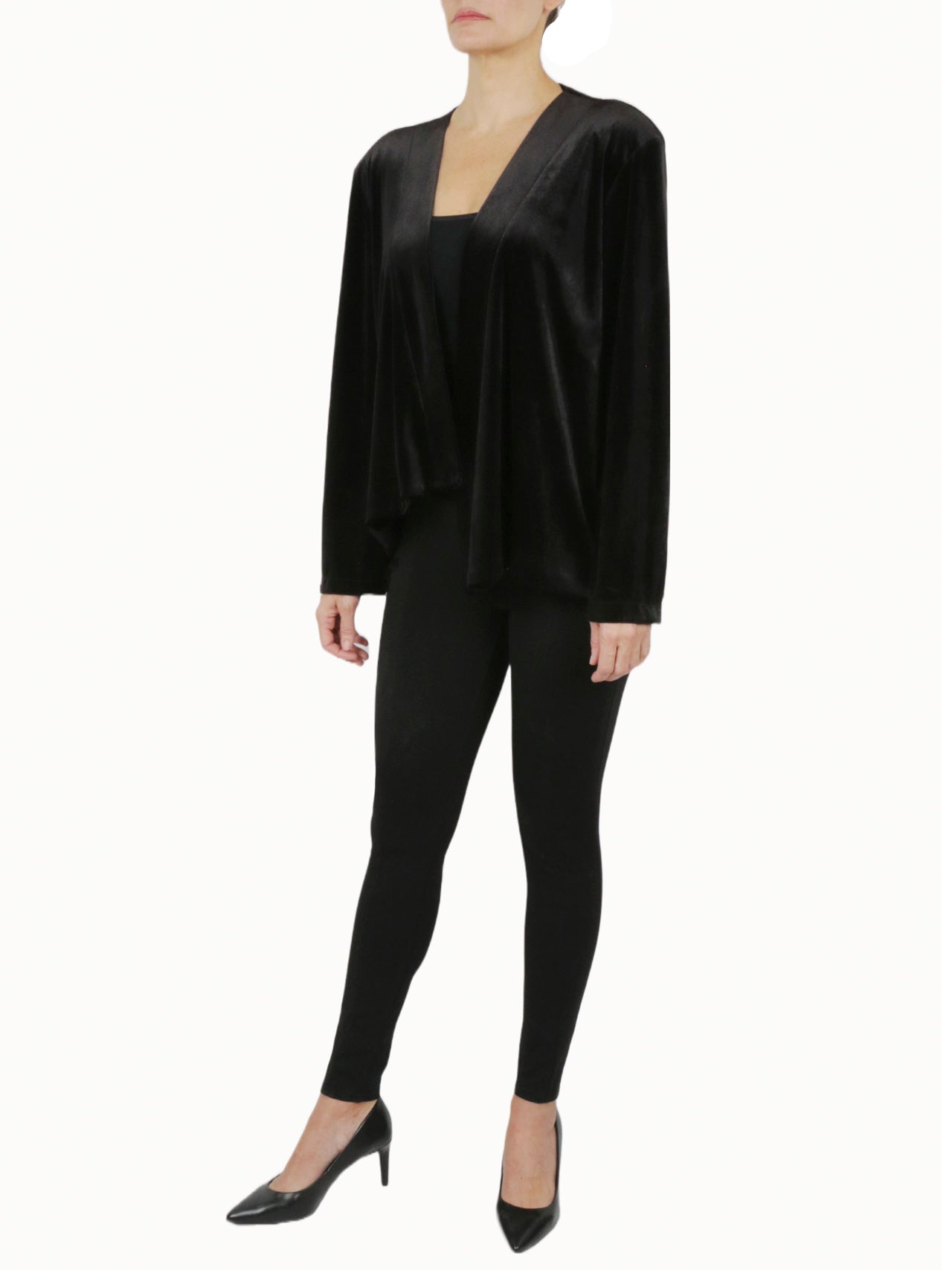  Open Front Cardigan Blazer - Black - Bonton
