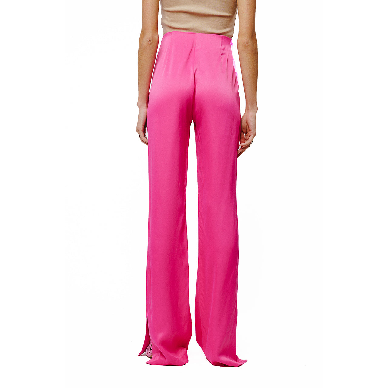  Ciebon Safia Split Hem Satin Pants - Pink - Bonton