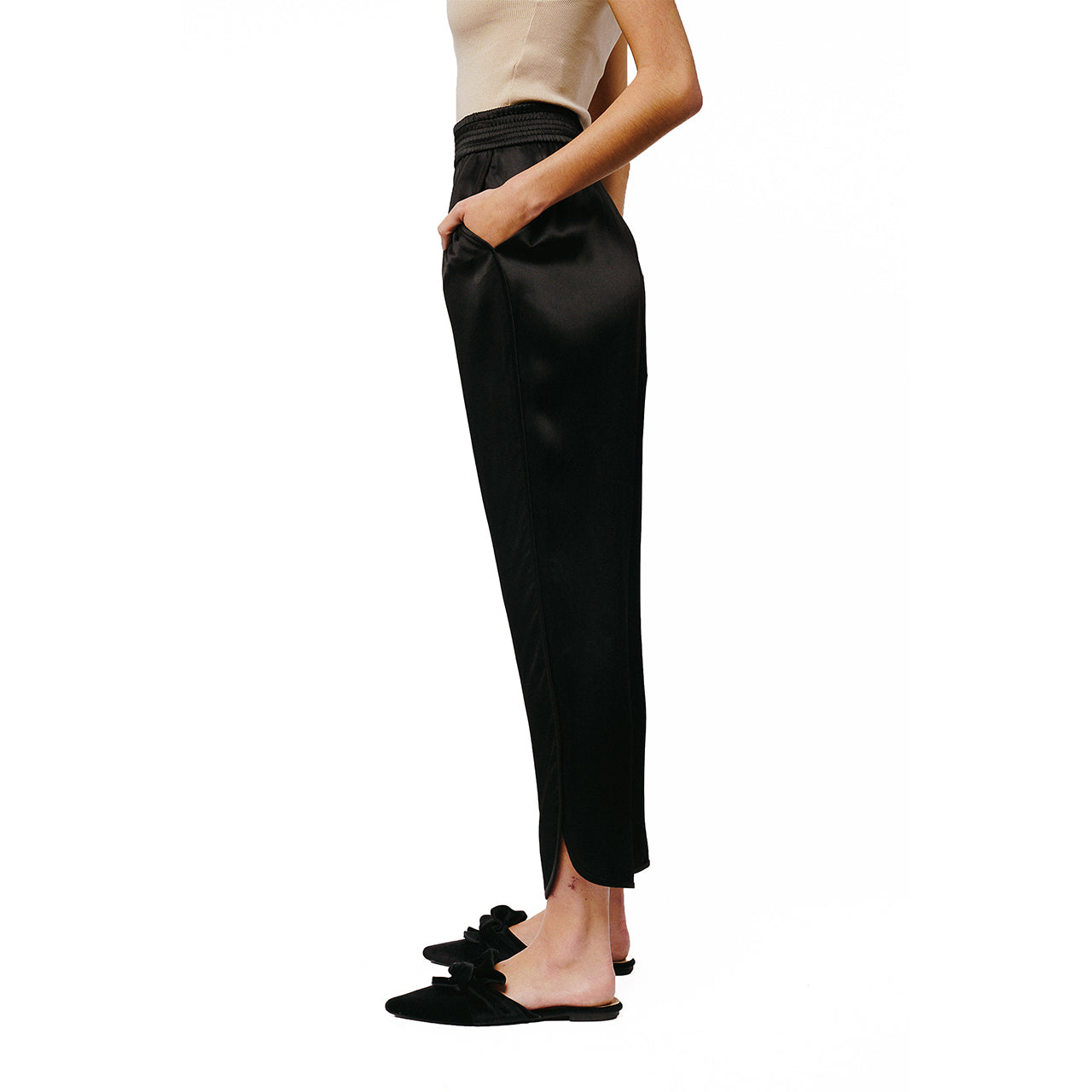  Ciebon Celesti Satin Tuxedo Jogger - Black - Bonton