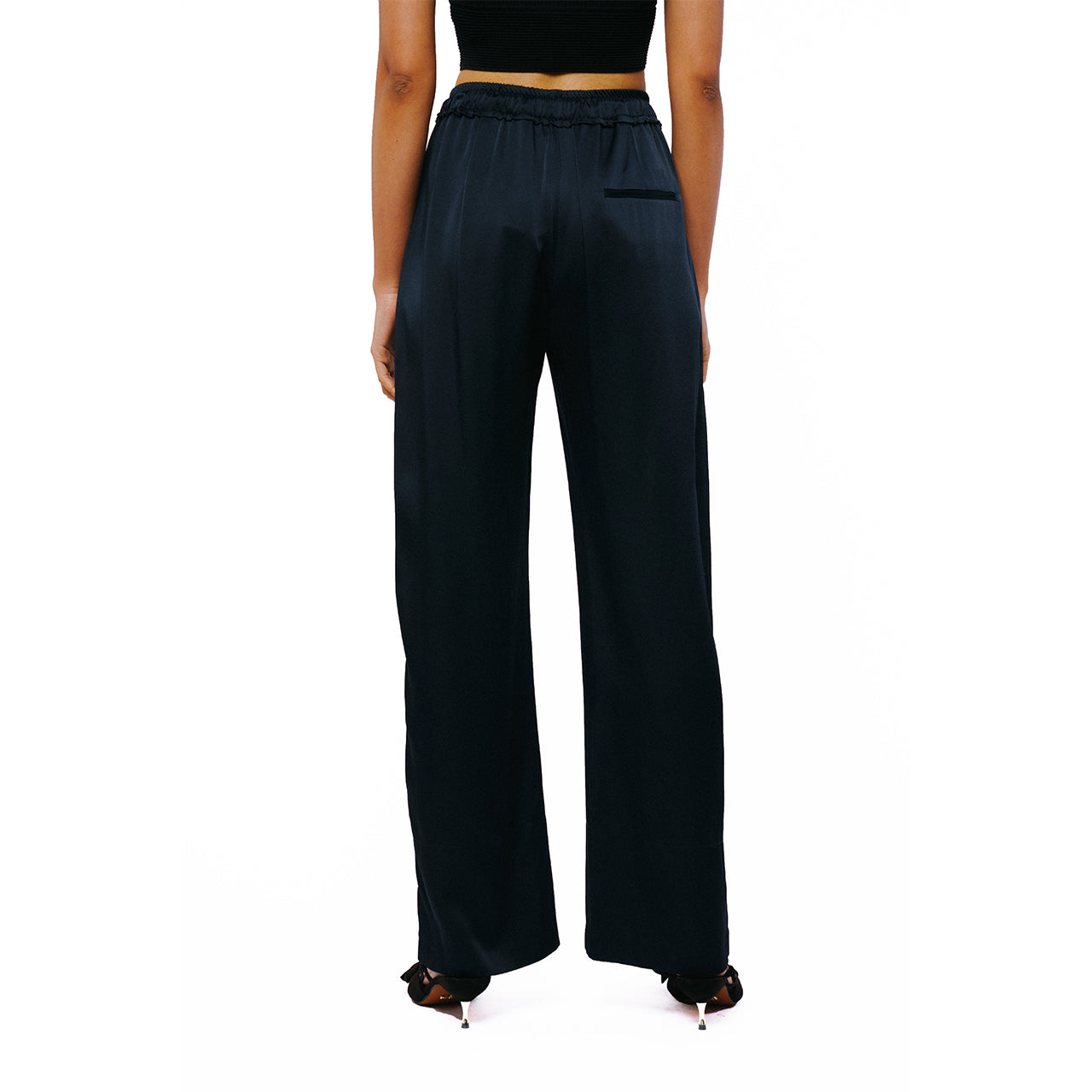  Ciebon Kalessa Satin Wide Leg Pant - Navy - Bonton