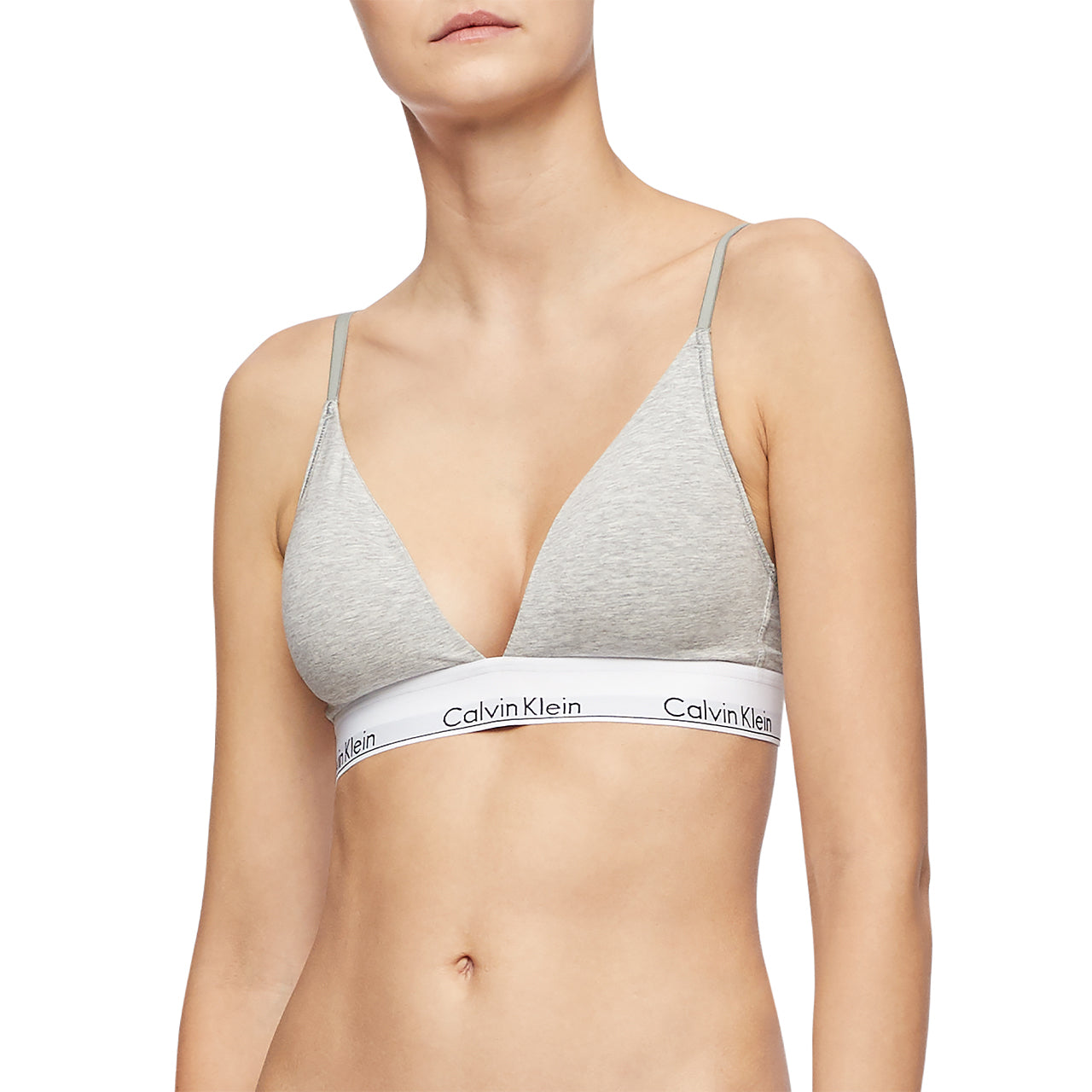  Calvin Klein Cotton Triangle Lightly Lined Bralette - Black - Bonton