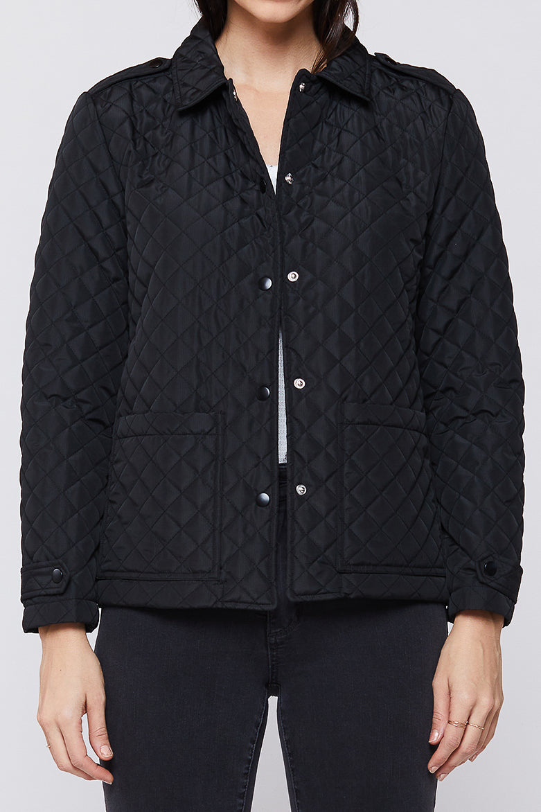   Velvet Heart Rae Long Sleeve Snap Button Down Quilted Jacket - Black - Bonton