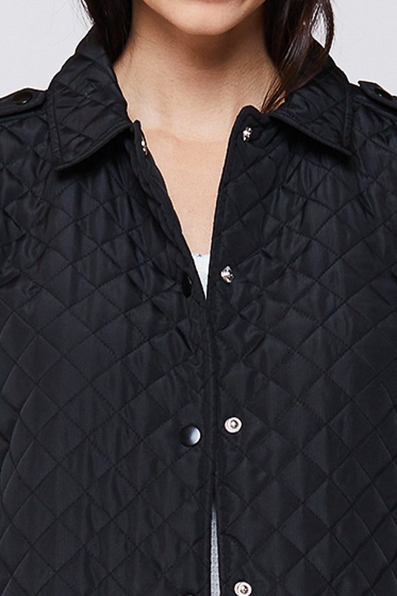   Velvet Heart Rae Long Sleeve Snap Button Down Quilted Jacket - Black - Bonton