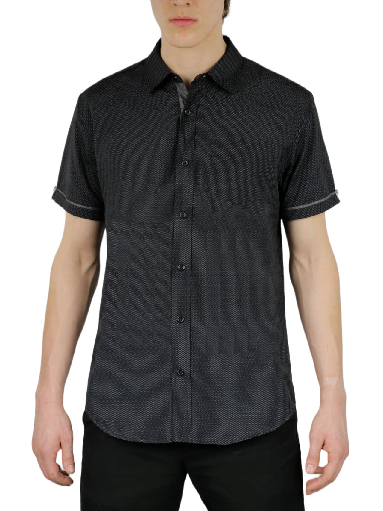  Ditsy Print Short Sleeve Shirt - Black - Bonton