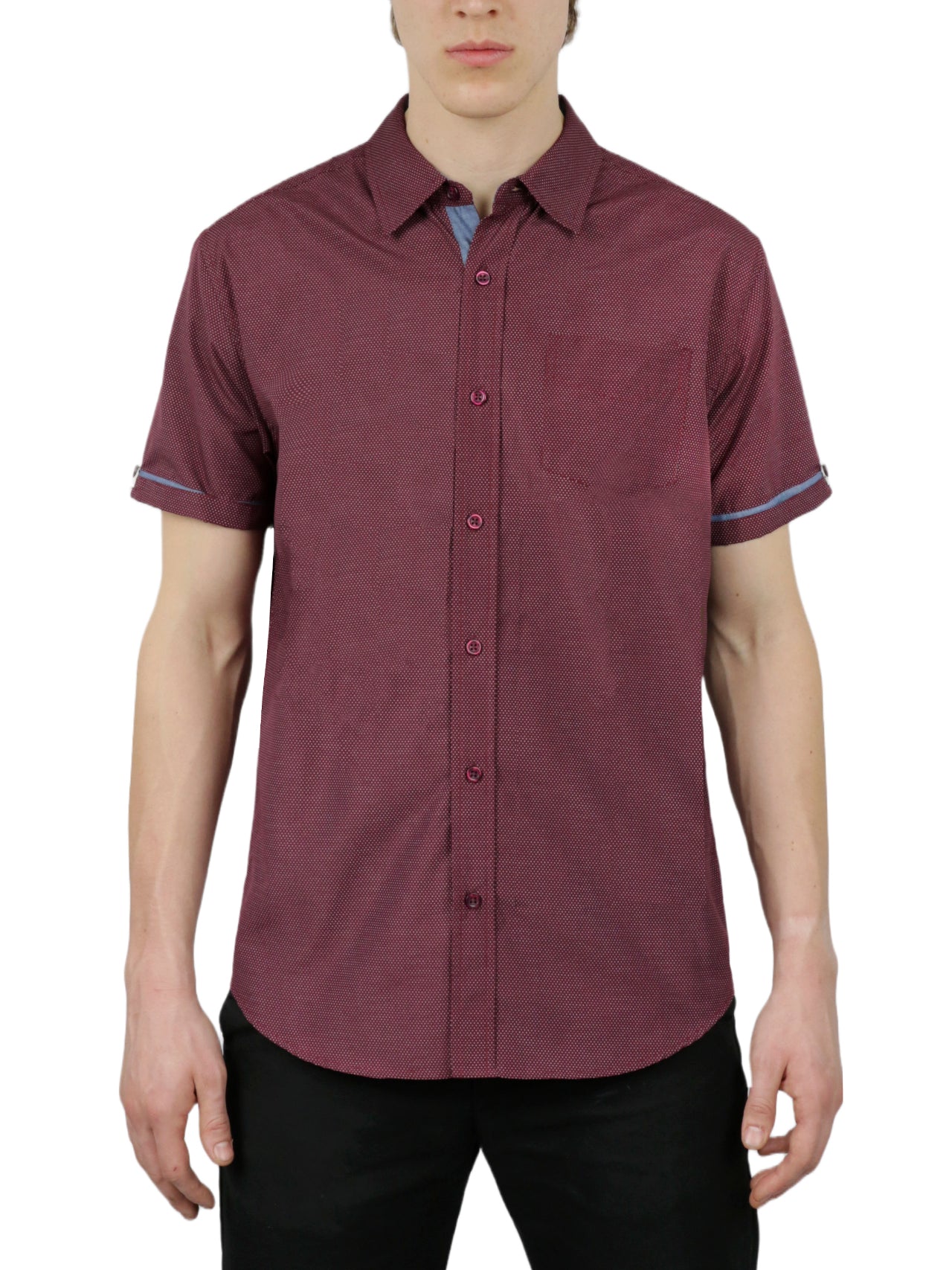  Ditsy Print Short Sleeve Shirt - Deep Navy - Bonton