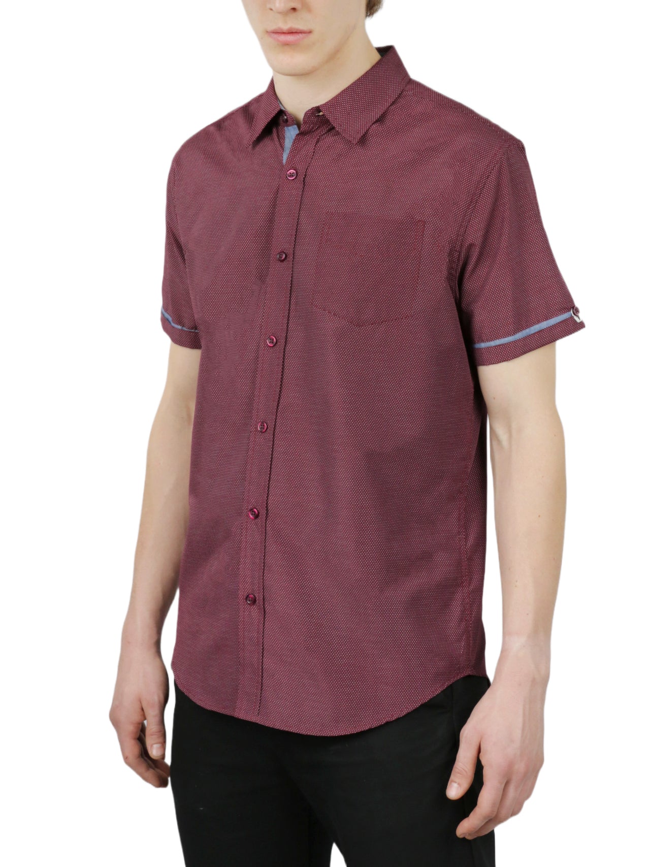  Ditsy Print Short Sleeve Shirt - Black - Bonton