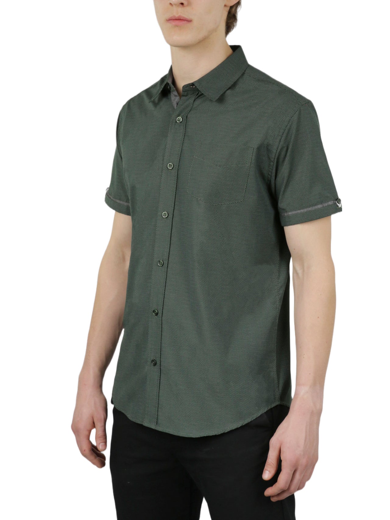  Ditsy Print Short Sleeve Shirt - Black - Bonton