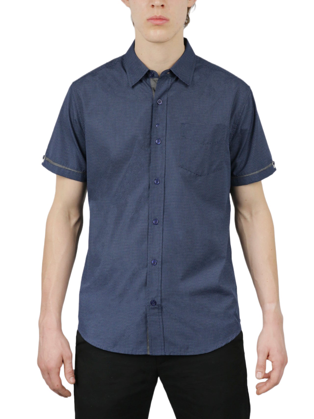  Ditsy Print Short Sleeve Shirt - Black - Bonton
