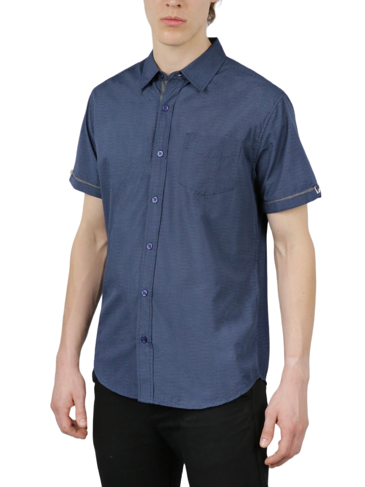  Ditsy Print Short Sleeve Shirt - Black - Bonton