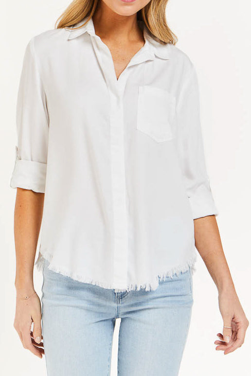  Velvet Heart Riley Rolled Tab Sleeve Button Down Shirt Double Chest Pockets - Black - Bonton