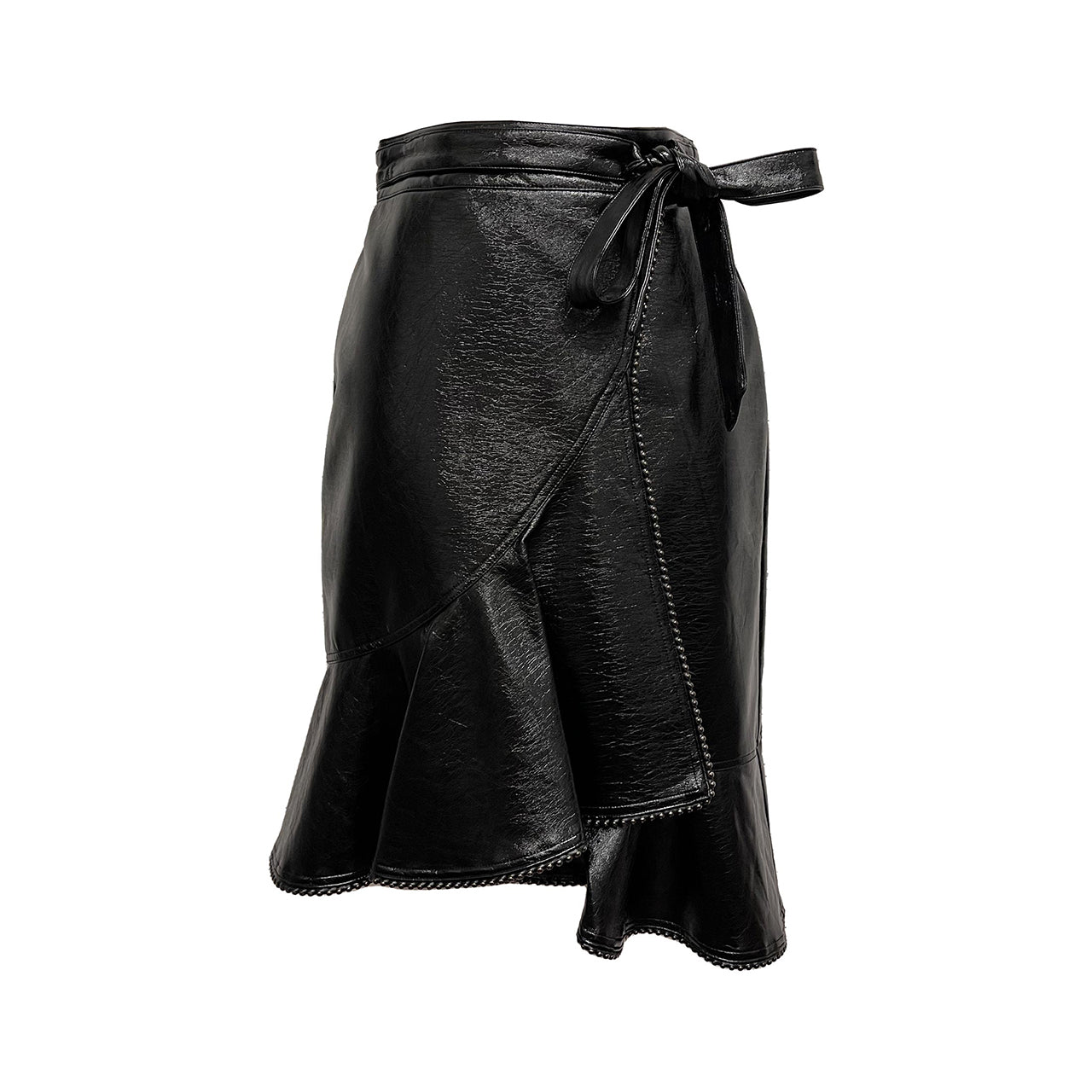  Ciebon Gimela Vegan Leather Wrap Skirt - Black - Bonton