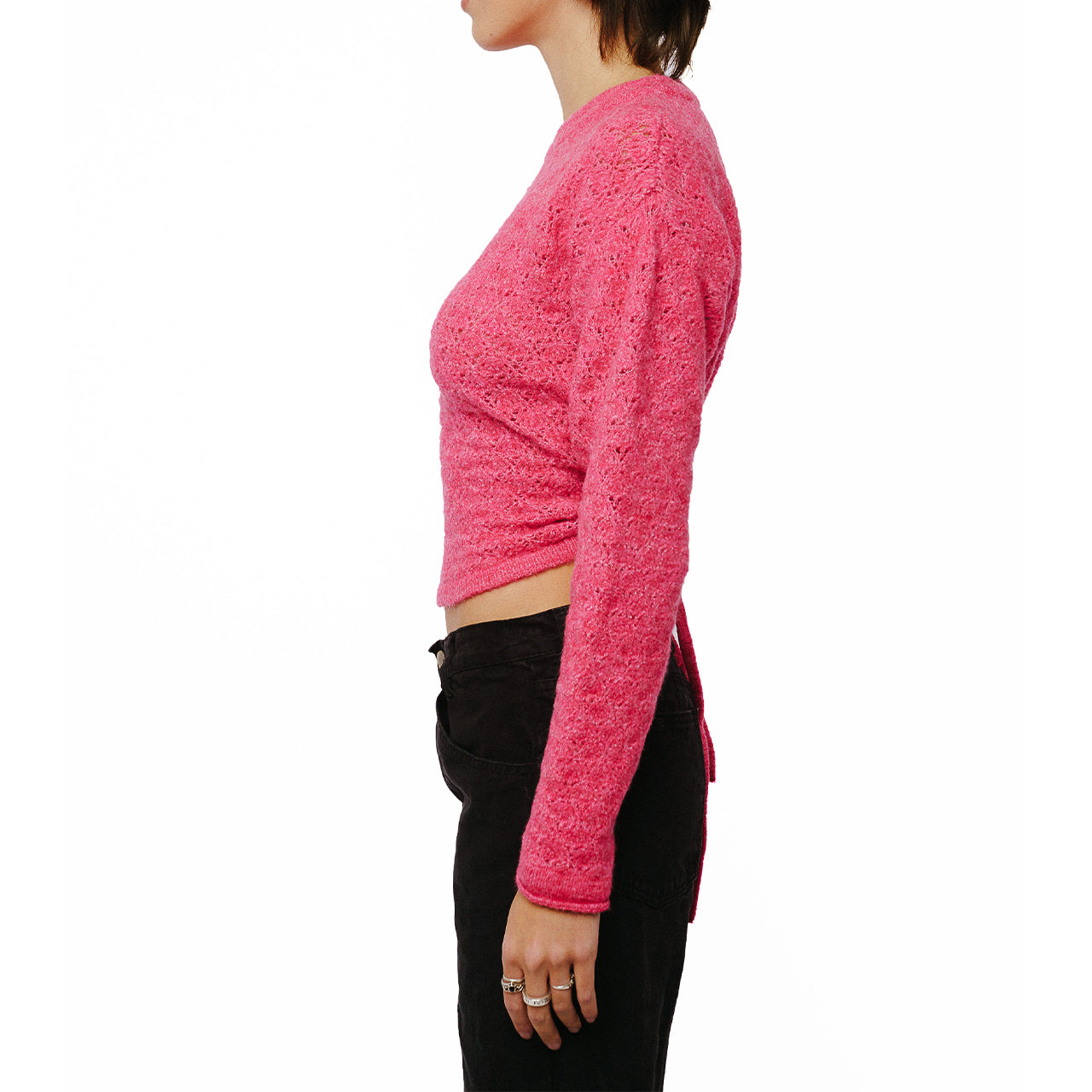  Ciebon Dani Cropped Tie Back Pullover - Pink - Bonton
