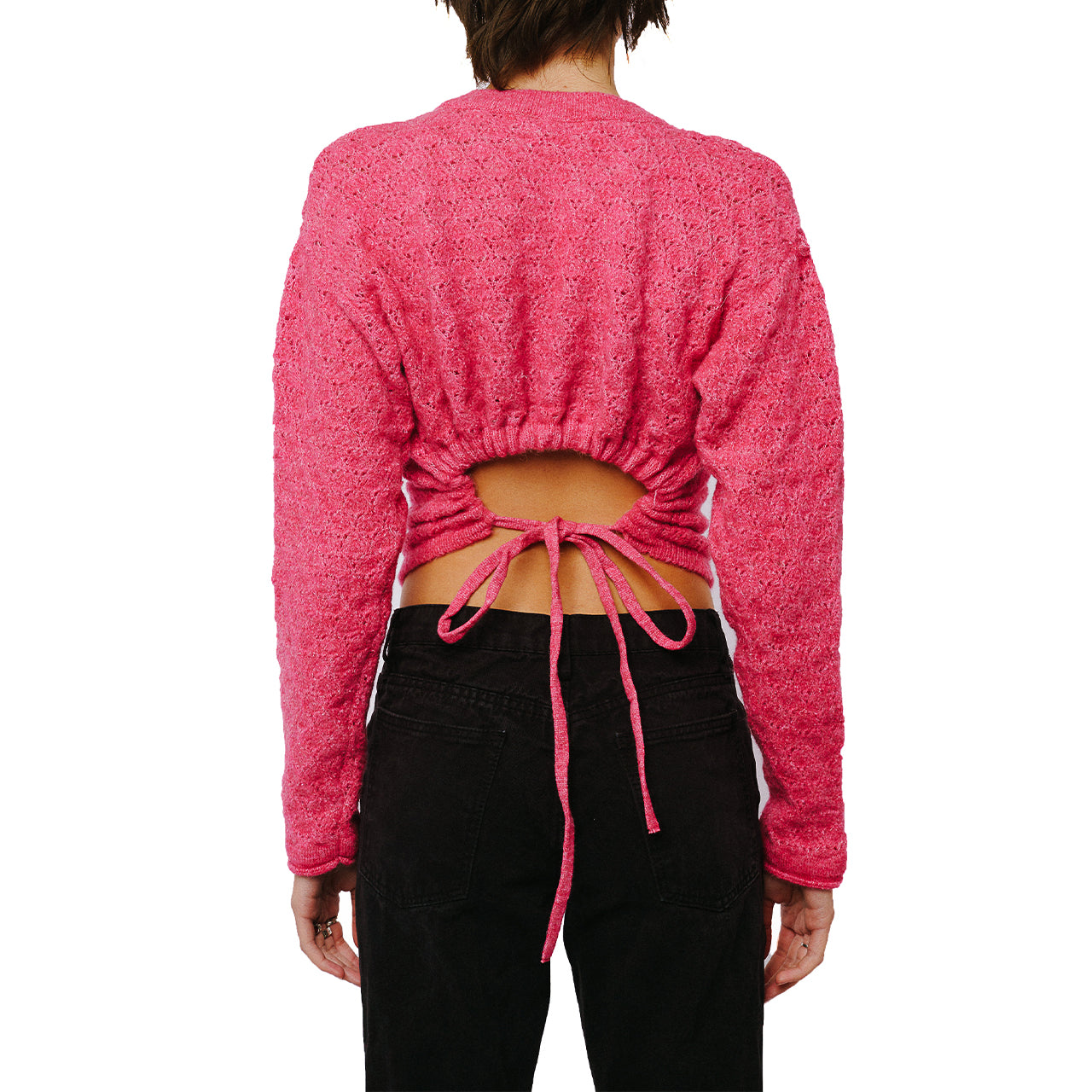  Ciebon Dani Cropped Tie Back Pullover - Pink - Bonton