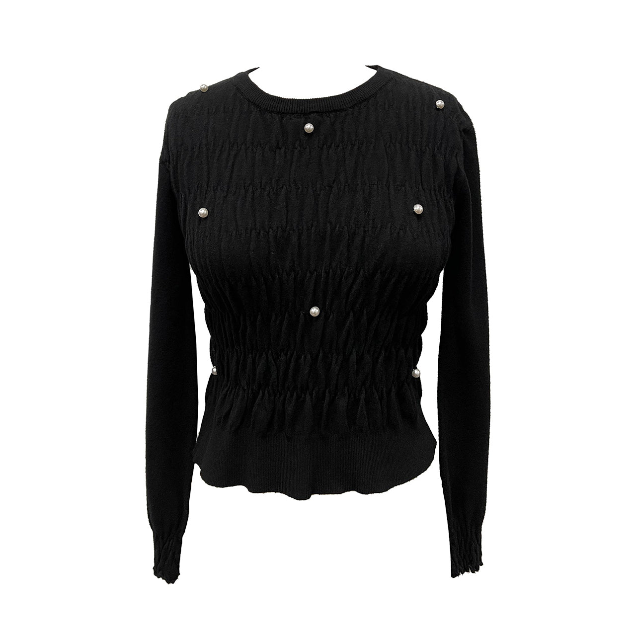  Ciebon Risa Smock Pearl Sweater - Black - Bonton