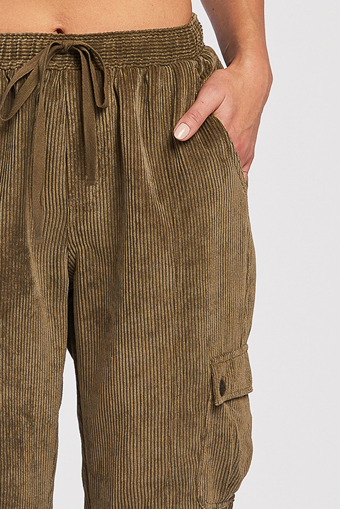   Velvet Heart Sylvia Pull On Elastic Drawstring Cargo Jogger - Olive - Bonton