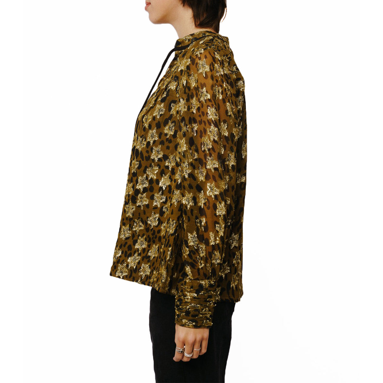  Ciebon Rosalie Shirred Effect Cuff Sleeve Top - Brown - Bonton