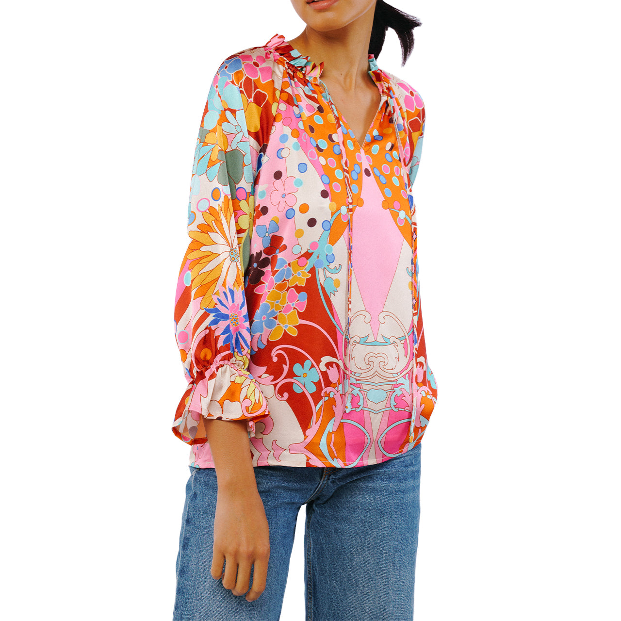  Ciebon Faustina Abstract Print Popover Top - Multi - Bonton