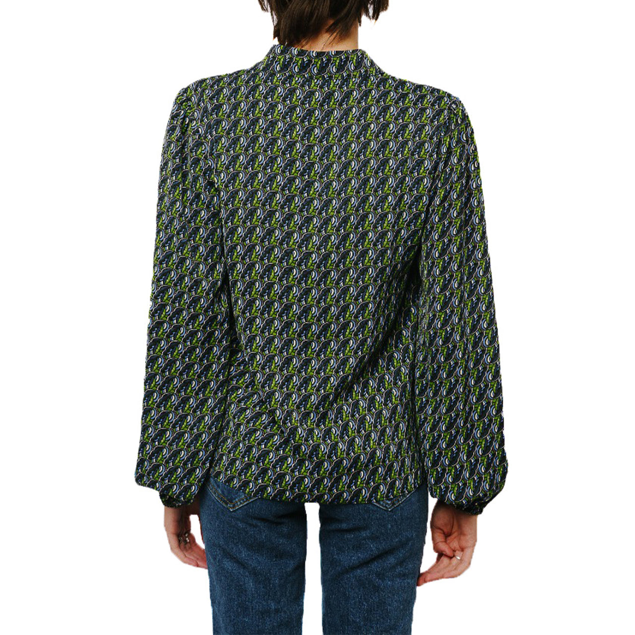  Ciebon Mavie Button Down Long Sleeve Blouse - Black Multi - Bonton