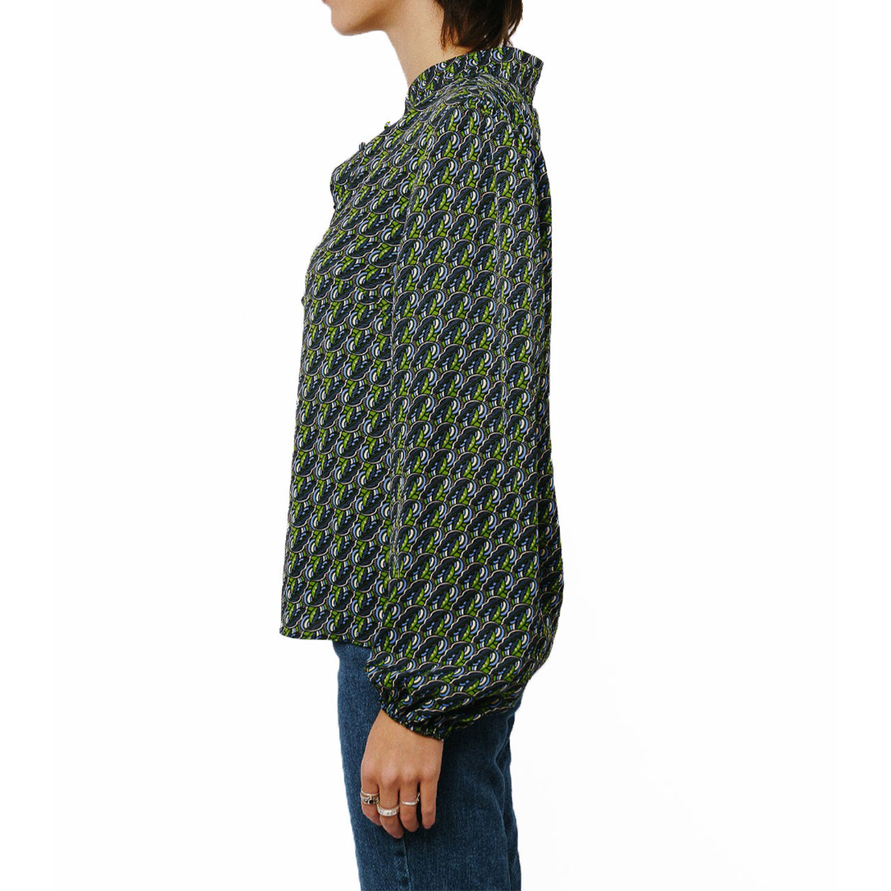  Ciebon Mavie Button Down Long Sleeve Blouse - Black Multi - Bonton