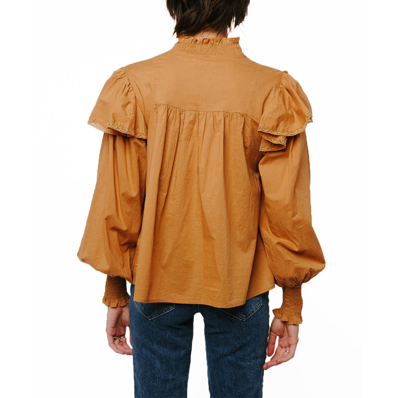  Ciebon Mabel Smock Detail Long Sleeve Top - Brown - Bonton