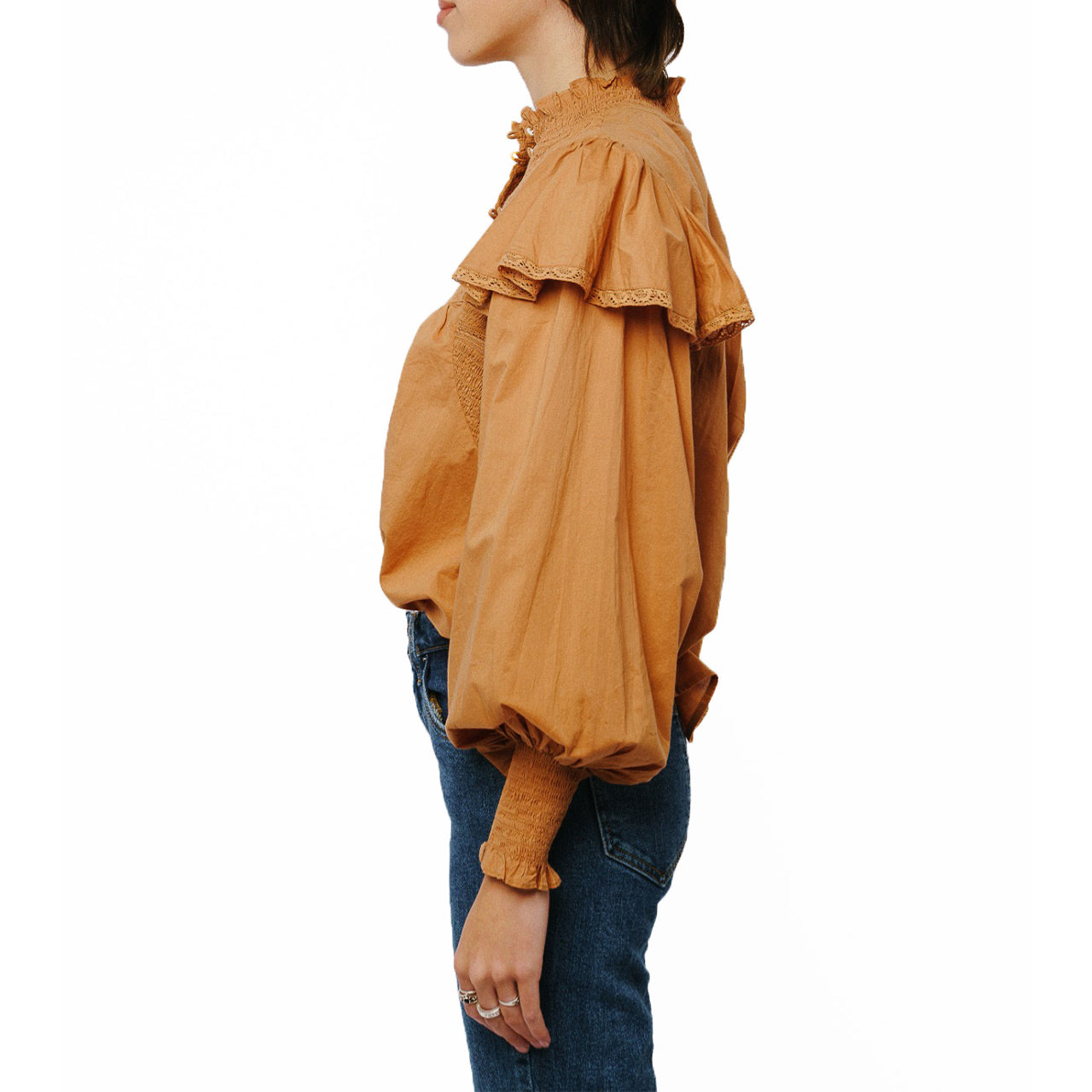  Ciebon Mabel Smock Detail Long Sleeve Top - Brown - Bonton