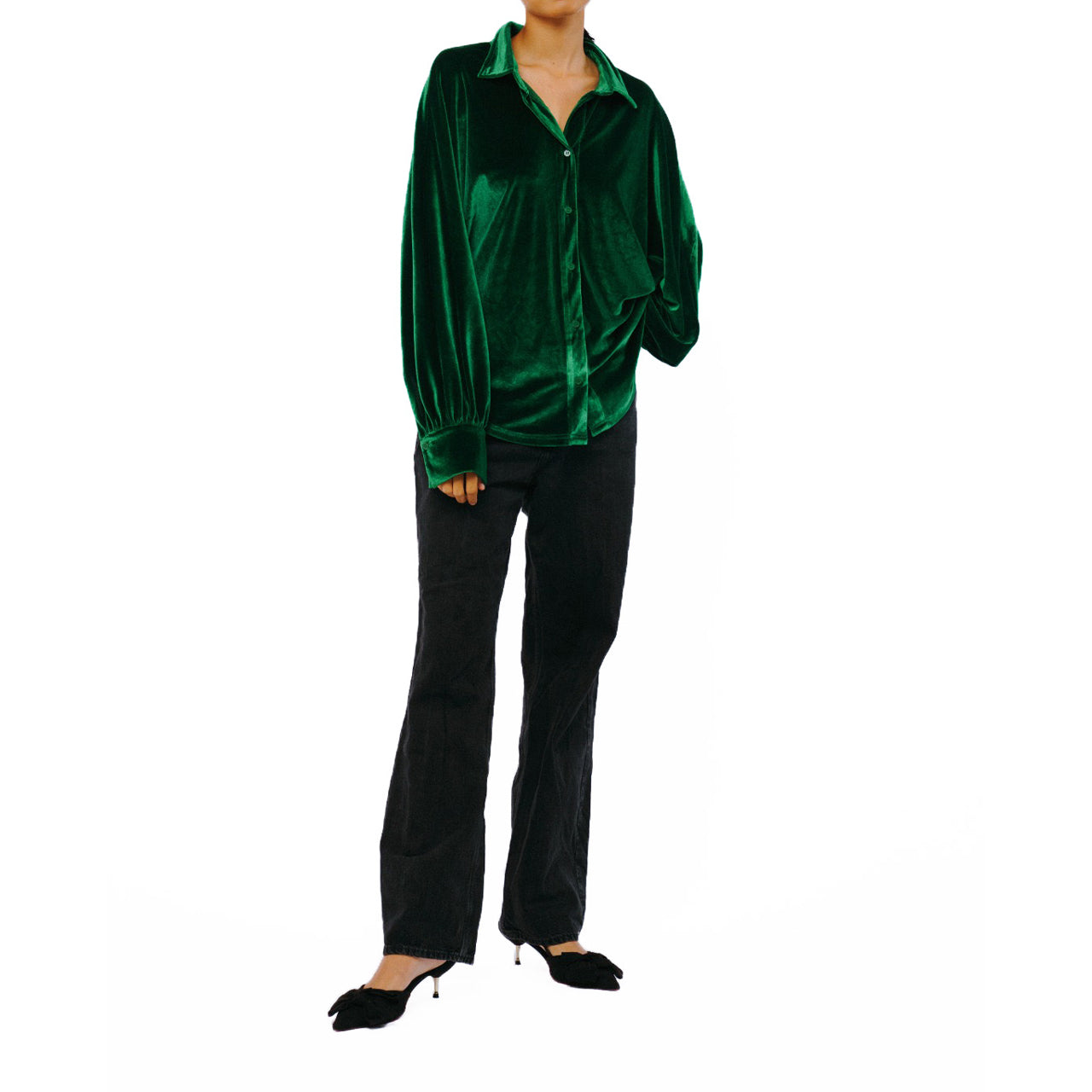  Ciebon Amira Oversized Button Down Velvet Top - Cobalt - Bonton