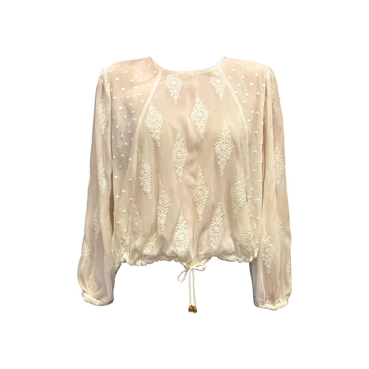  Ciebon Tomlin Mix Media Embroidery Popover Top - Off White - Bonton