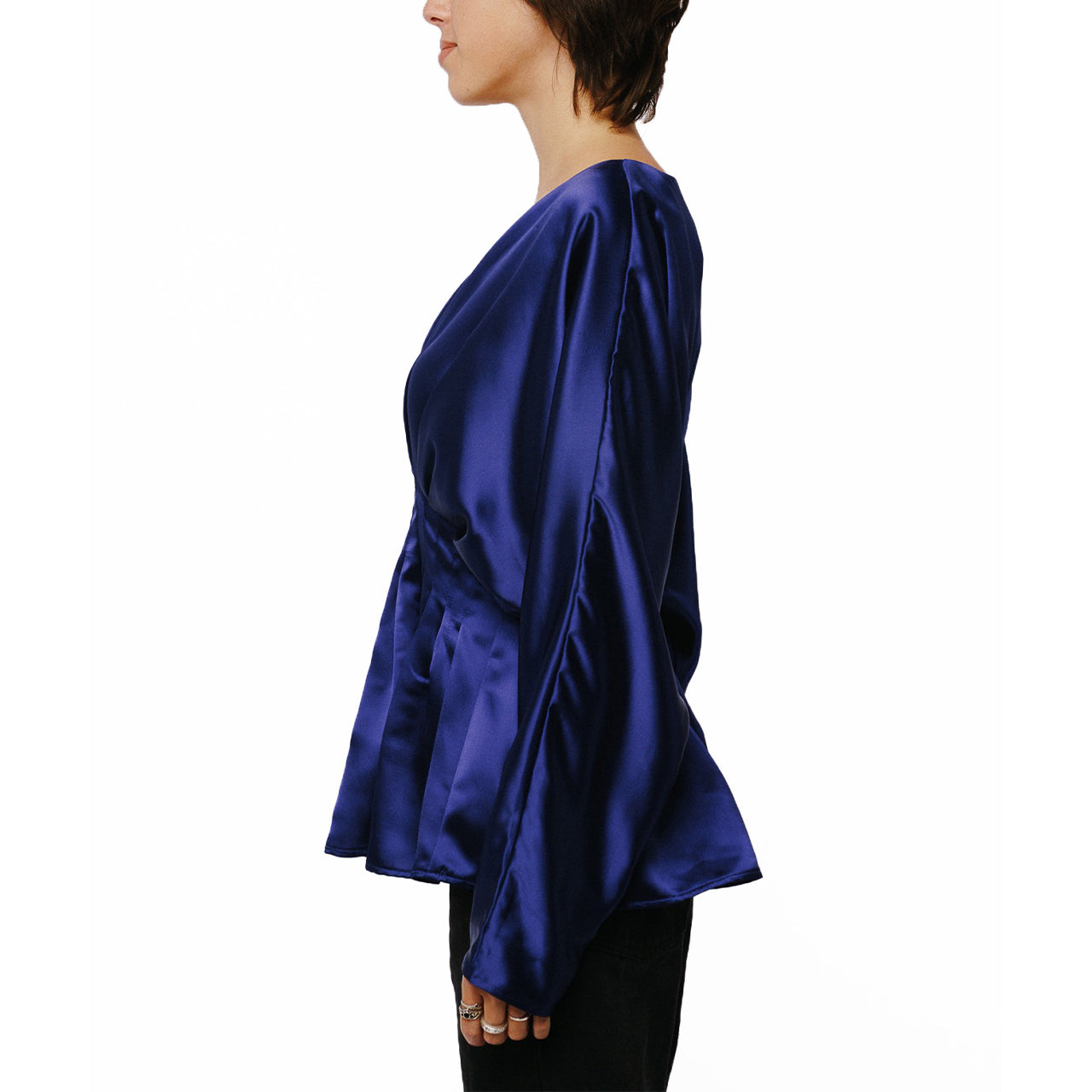  Ciebon Viera Pintuck Effect Batwing Top - Cobalt - Bonton