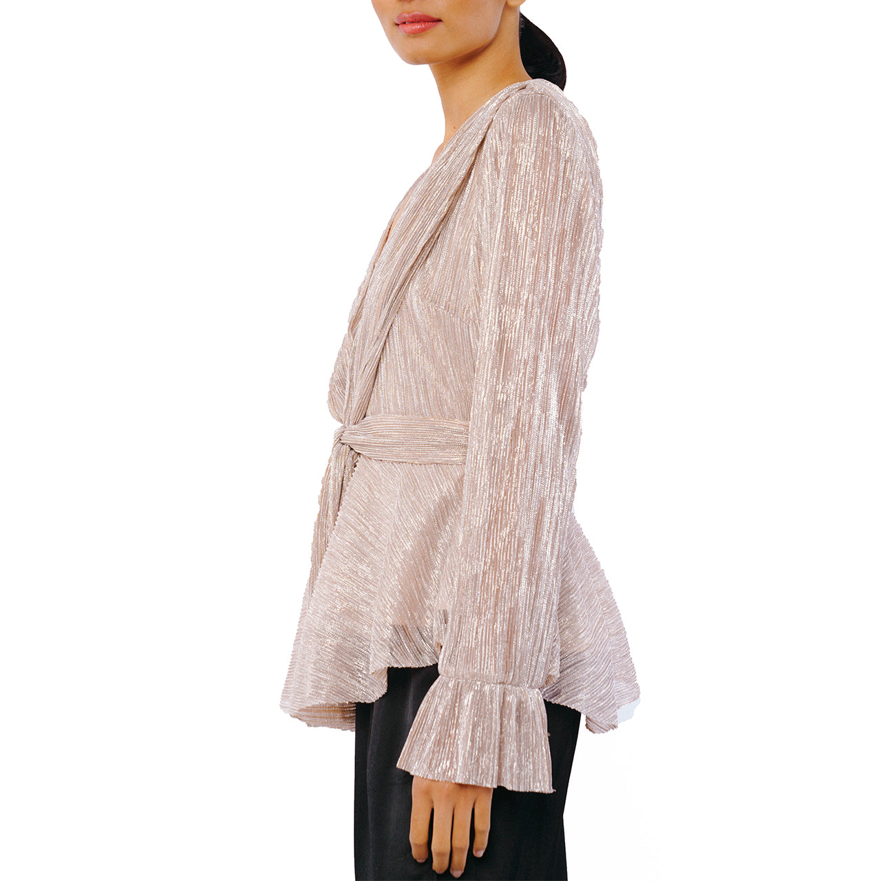  Ciebon Gillisa Tie Front Glitter Top - Gold - Bonton