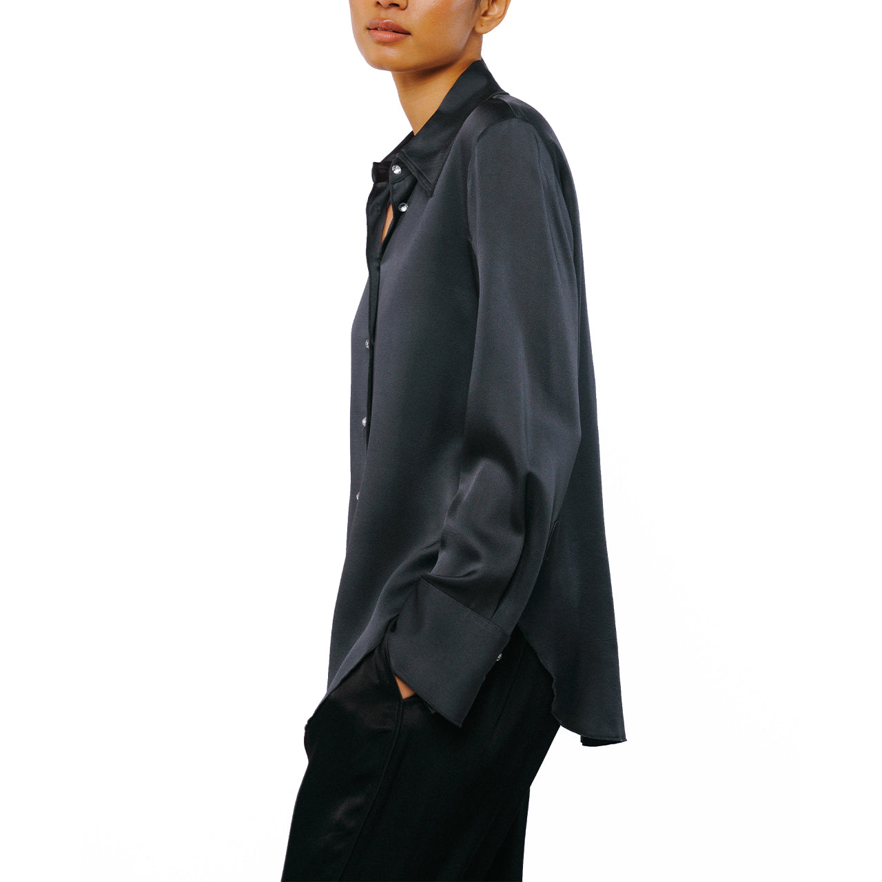  Ciebon Sabrina Jewel Button Down Top - Charcoal - Bonton