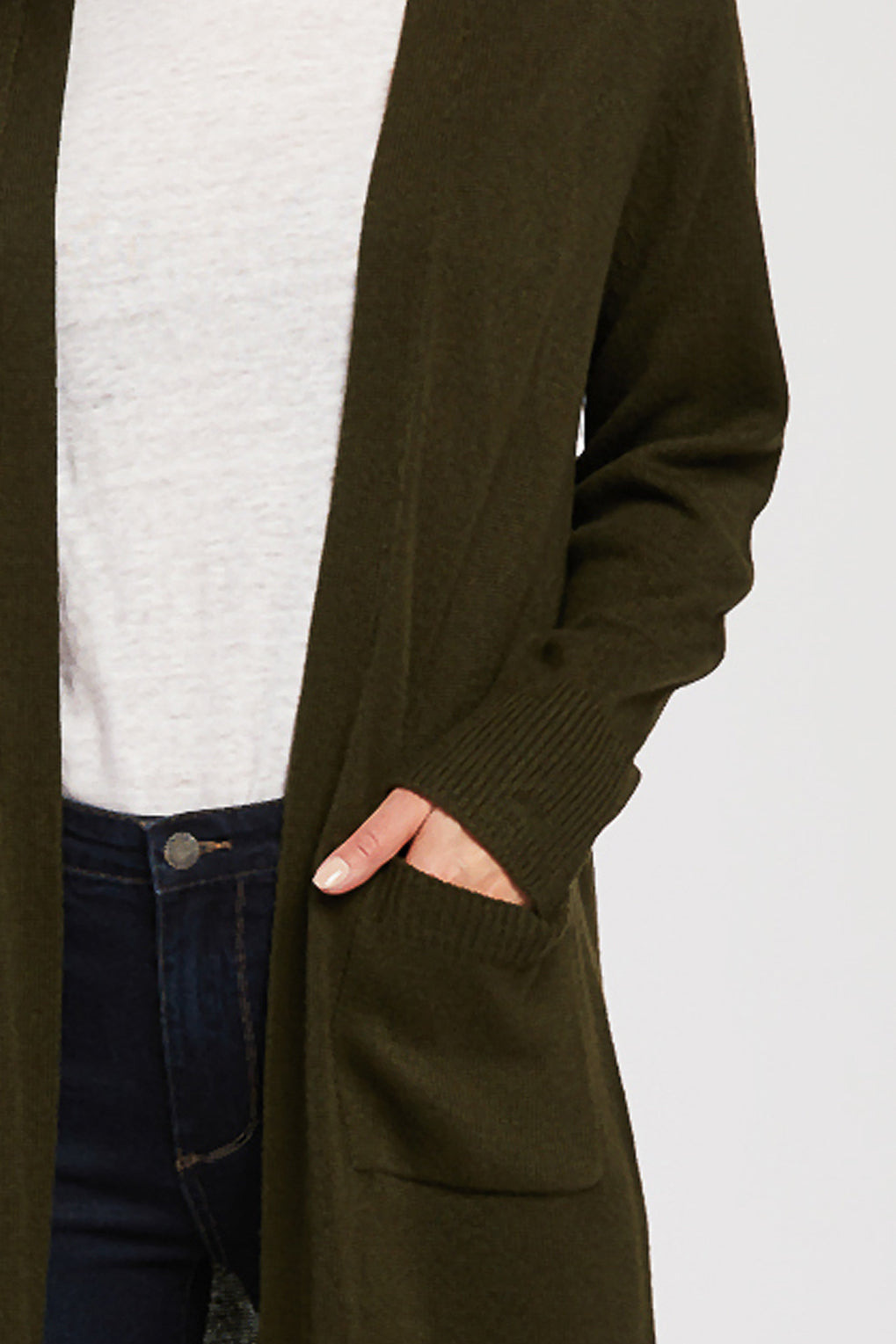  Velvet Heart Long Sleeve Long Knit Duster Front Pockets - Pine - Bonton