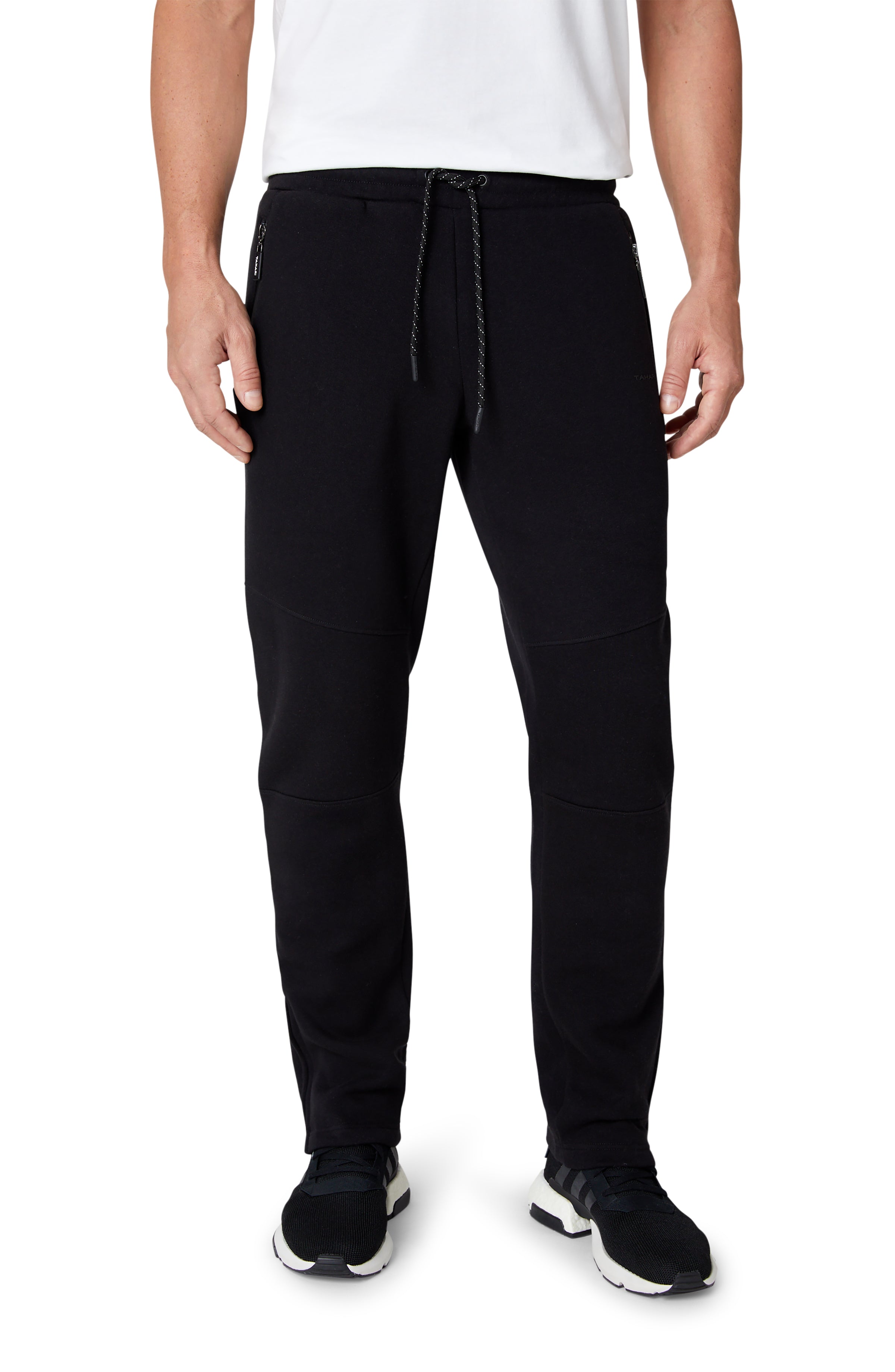  Tahari Fleece Angled Zip Jogger - Black - Bonton