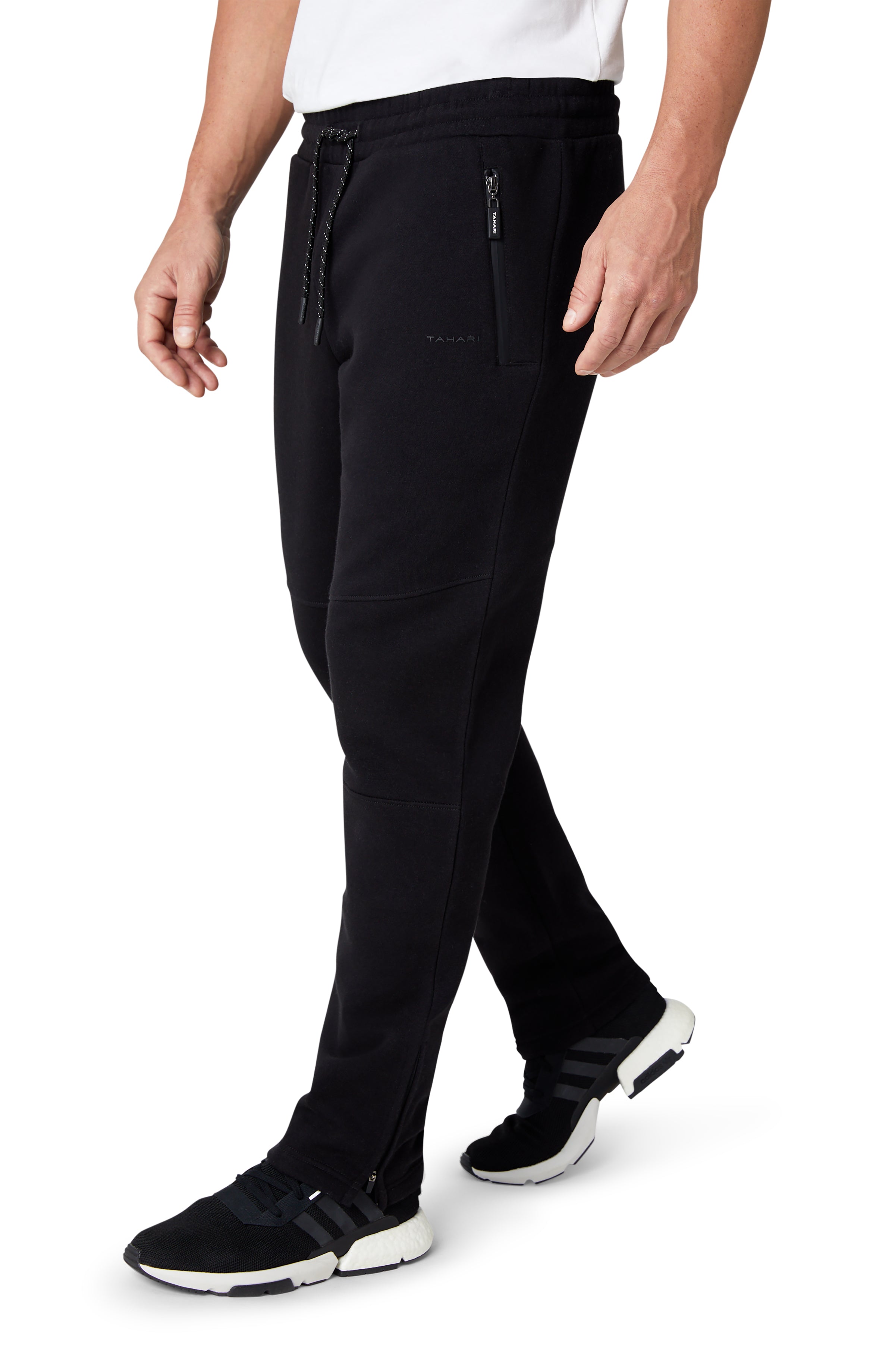  Tahari Fleece Angled Zip Jogger - Black - Bonton