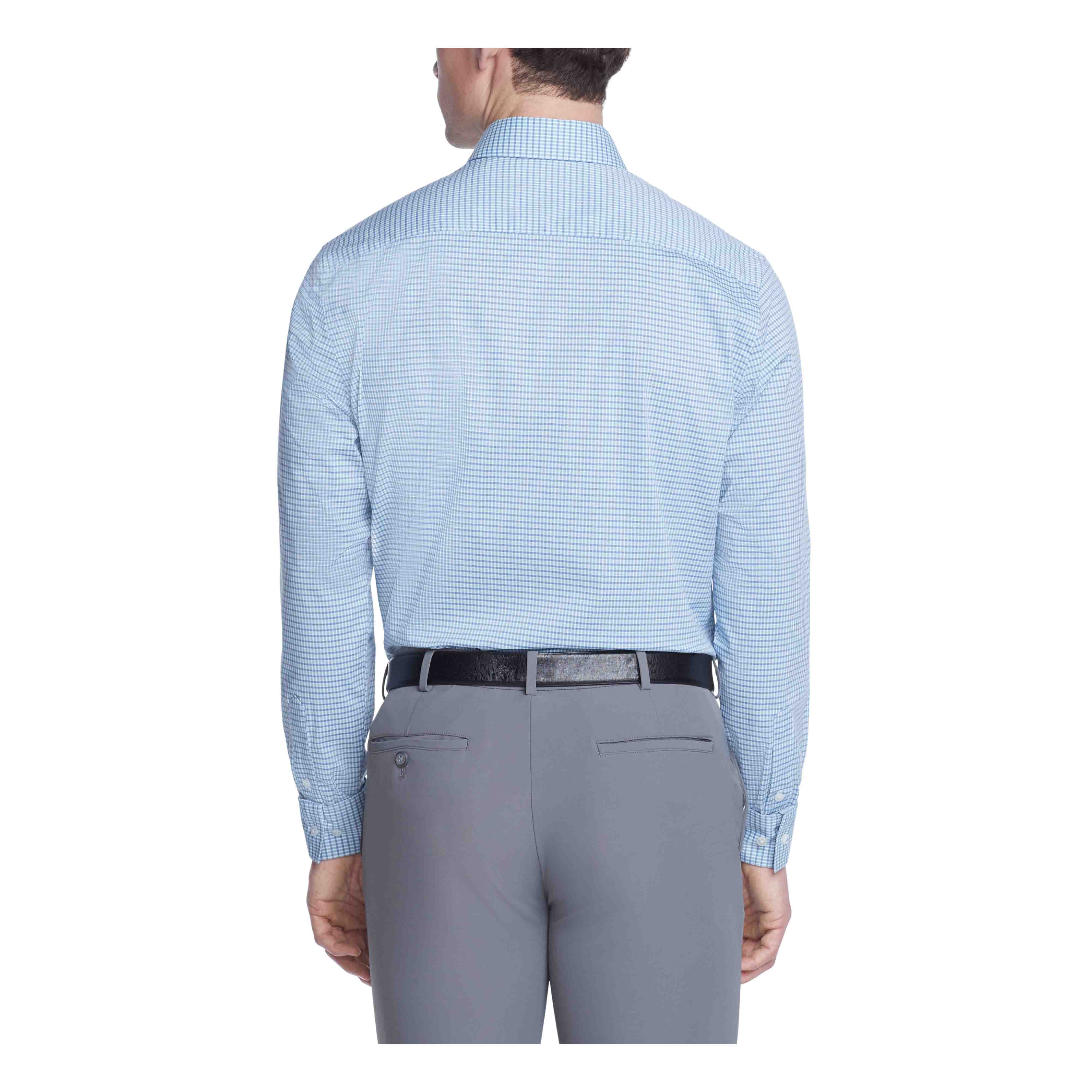  Van Heusen Van Heusen Regular Fit Stain Shield Stretch FLEX Check - Blue Topaz - Bonton