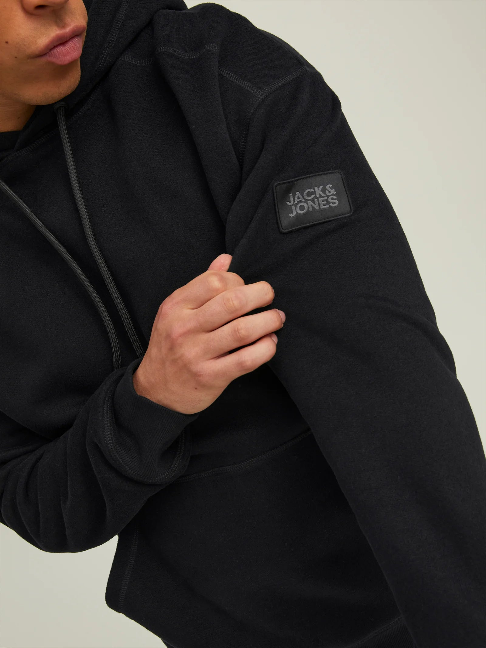  Jack & Jones Classic Waffle Sweat Hoodie - Black - Bonton