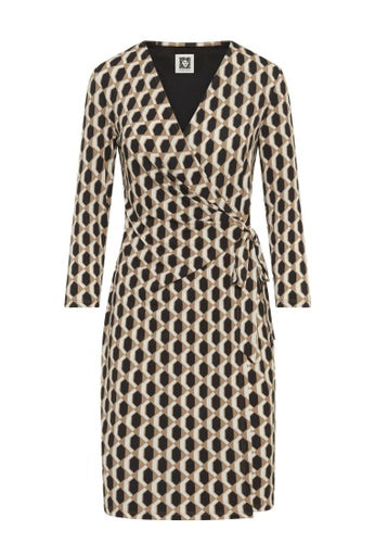  Anne Klein Geometric Wrap Dress - Vicuna Combo - Bonton