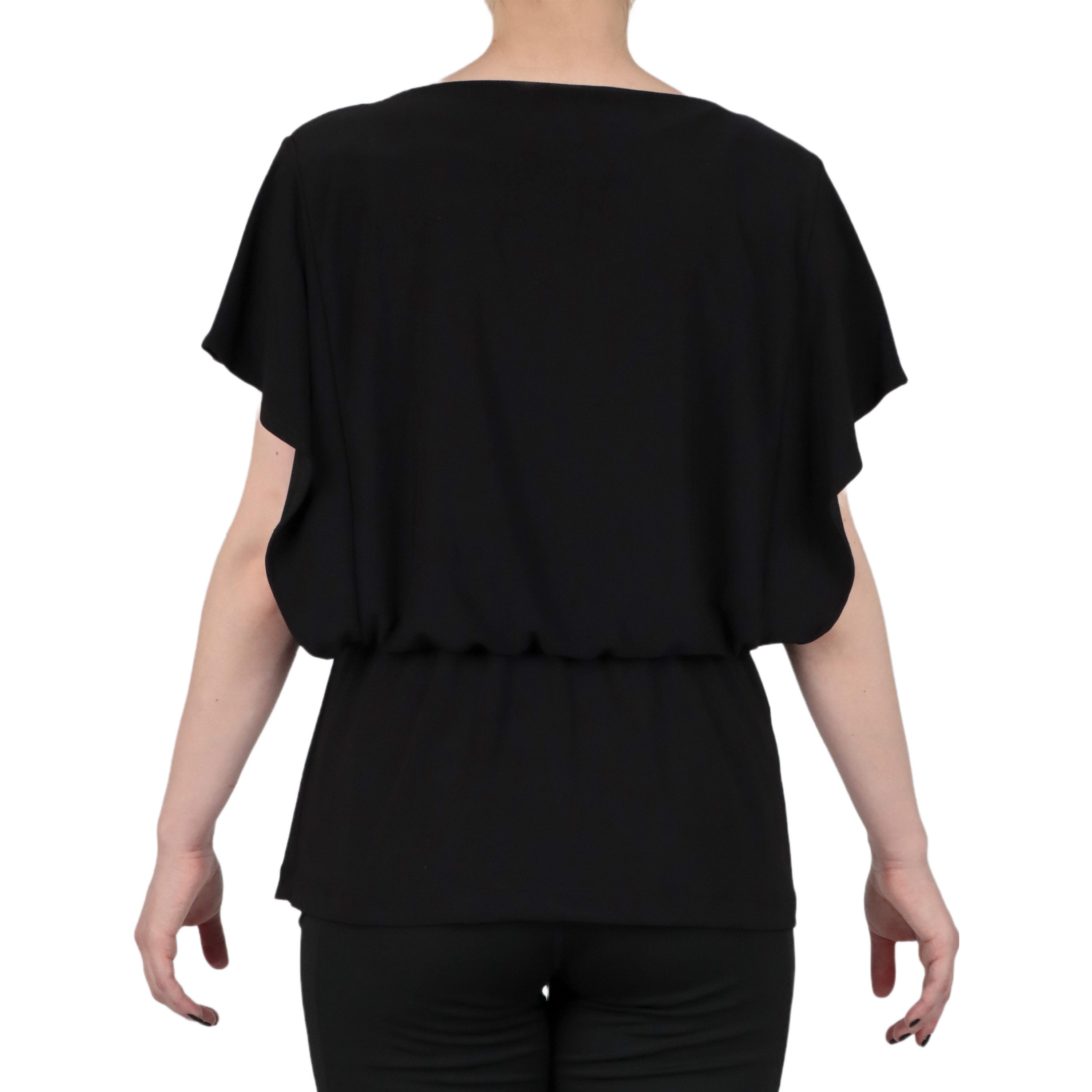  Anne Klein Ity Flutter  Sleeve With Gathered Waist - Anne Black - Bonton