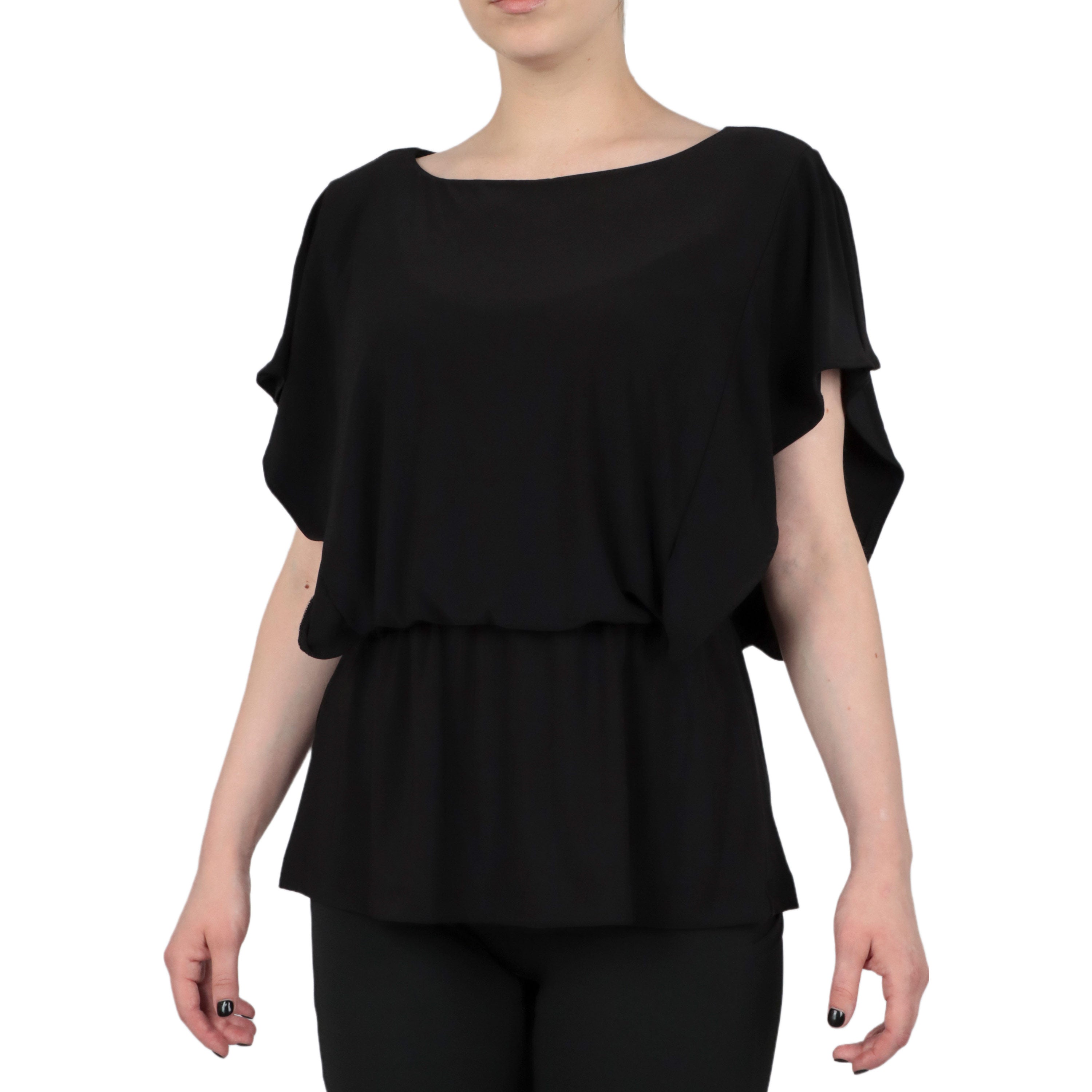  Anne Klein Ity Flutter  Sleeve With Gathered Waist - Anne Black - Bonton