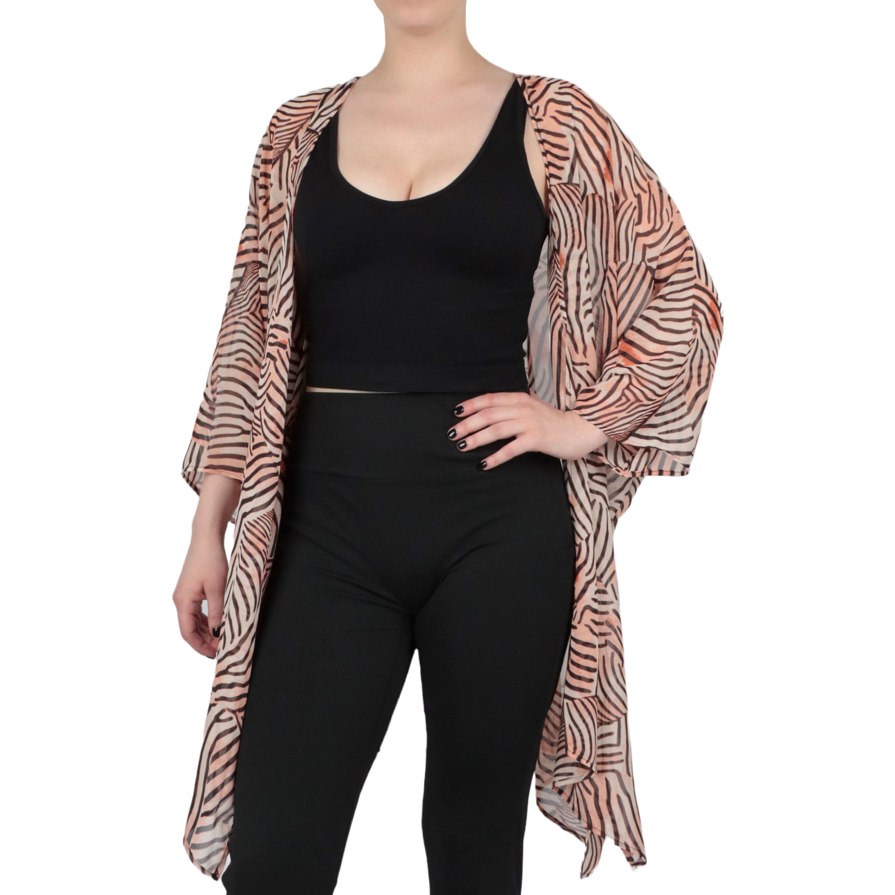  Anne Klein Chiffon Organized Sheer With Slits Cardigan - Warm Sand / Anne Black - Bonton