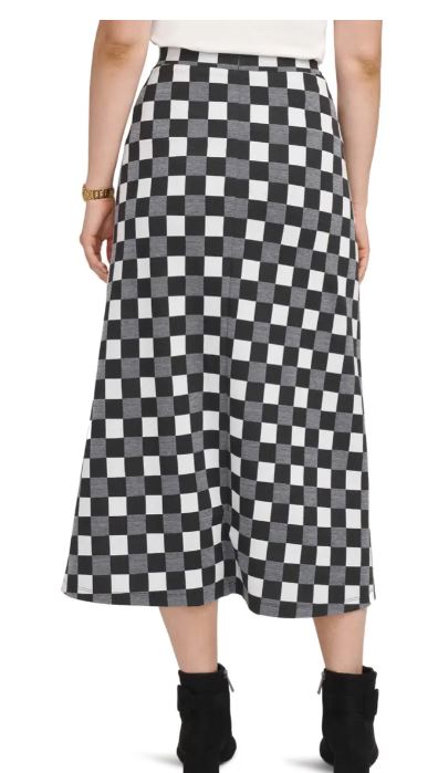  Anne Klein Gingham A-Line Midi Skirt - Anne Black Combo - Bonton