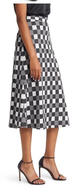  Anne Klein Gingham A-Line Midi Skirt - Anne Black Combo - Bonton